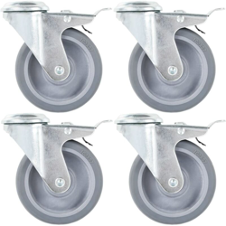 Vidaxl - Ruote Girevoli con Foro per Bulloni e Doppio Freno 4 pz 100 mm en oferta