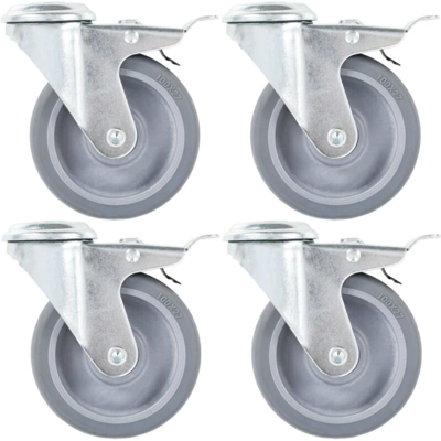 Vidaxl - Ruote Girevoli con Foro per Bulloni e Doppio Freno 4 pz 100 mm