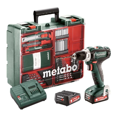 Metabo Trapano-avvitatore a batteria PowerMaxx BS 12 Set, 12V 2x2Ah Li-Ion, Caricabatteria SC 30, Valigetta in plastica, Officina mobile - 601036870