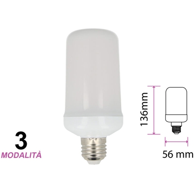 Ledlux - Lampada Led E27 Effetto Fiamma Finta Fuoco Tremolante Decorativa Vintage 3 Mode 6W 1700K Luce Fissa Breathing Light