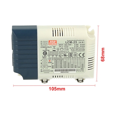 Led Driver CC LCM-25 Dimmerabile 0-10V 10V PWM Corrente Costante Modulare 350/500/600/700/900/1050mA - Meanwell