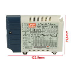 Led Driver CC LCM-60DA Dimmerabile DALI Pulsante NO Corrente Costante Selezionabile 500/600/700/900/1050/1400mA - Meanwell en oferta