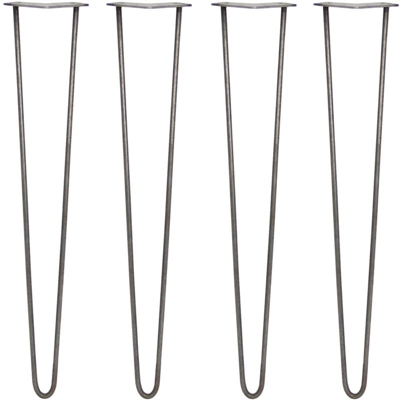 LEGS - 4 Gambe per Tavolo a Forcina 71cm 2 Rebbi in Acciaio Colore Naturale Spessore 10mm - Skiski