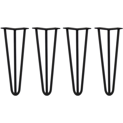 SKISKI LEGS - 4 Piedi da tavolo en Épingle à Cheveux 35,5cm 3 Tiges en Acciaio Nero Épaisseur 12mm en oferta