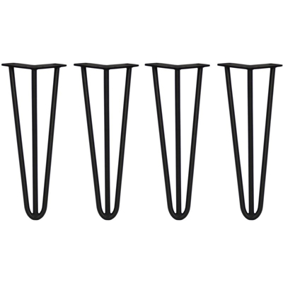 SKISKI LEGS - 4 Piedi da tavolo en Épingle à Cheveux 35,5cm 3 Tiges en Acciaio Nero Épaisseur 12mm