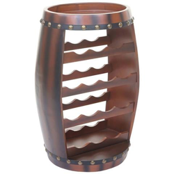 Portabottiglie A Forma Di Botte Hwc-t879 Legno Di Eucalipto 34x37x66cm Per 14 Bottiglie en oferta