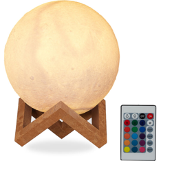 Lampada Luna 3D, 16 Colori, Regolabile, Touch Sensor, Senza Cavo, per Bambini Illuminazione a LED 15 cm Bianco - RELAXDAYS precio