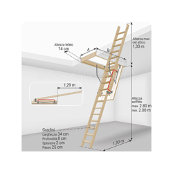 Scala Expert - D. Scala scorrevole retrattile - Altezza soffitto massima 2.80m - Dimensioni foro : 70x140cm en oferta