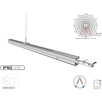 LEDLUX CB81365N Plafoniera LED Lineare A Sospensione Follow 50W 150cm Doppia Lente Asimmetrica 4000K IP20 Dimmerabile SKU-1365 - V-TAC