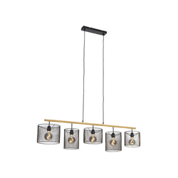 Lampada a sospensione tavolo soggiorno drum - Industriale - Acciaio,Legno - Nero/Marrone - Oblungo Max. 5 x Watt - Qazqa características