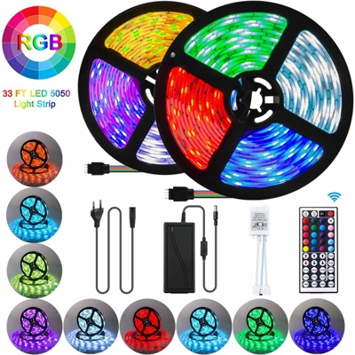 Striscia LED 10M, 300LED RGB SMD 5050 con il Telecomando a 44 Tasti, IP65 Impermeabile 12V, Decorazione per Casa Cucina Corridoio Scala TV Giardino,