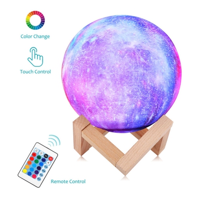 Augienb - Lampada lunare 3D da 15 cm con luce notturna a led Touch Pad remoto Natale
