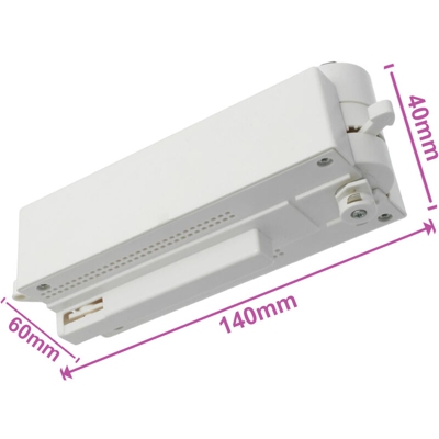 Ledlux - Testa Alimentazione Con Box Led Driver Colore Bianco Per Faro Led Binario Mono Fase CB0070 CB7170 CB7270 CB7370