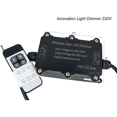 Led Dimmer Alta Tensione 220V 5A 1000W Impermeabile IP65 Con Telecomando Wireless Per Striscia Bobina Led 220V Mono Colore - LEDLUX