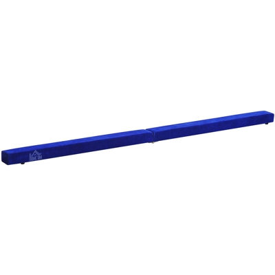 Trave da Ginnastica per Allenamento Imbottita in Legno, Blu, 240x10x6.5cm - Homcom