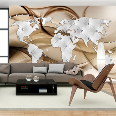 Fotomurale World Map White e Diamonds cm 150x105 Artgeist