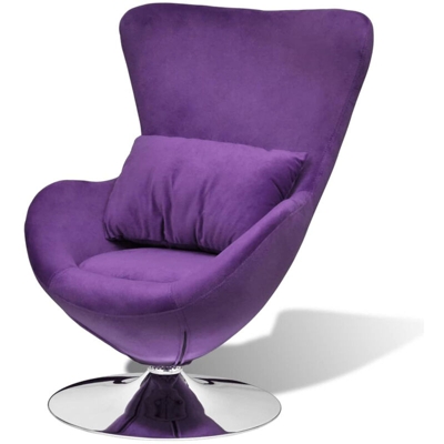 Poltrona Girevole a Uovo con Cuscino Piccola Viola in Velluto - ASUPERMALL