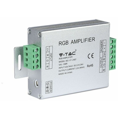 v-tac vt-2407 amplificatore di segnale per controller strisce led rgb 12/24v - sku 3309