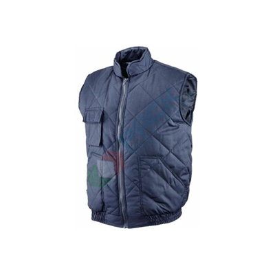 Greenbay - Gilet da lavoro trapuntato con collo alla coreana, 65% poliestere - 35% cotone, colore blu, taglia S (Taglia S - Blu)
