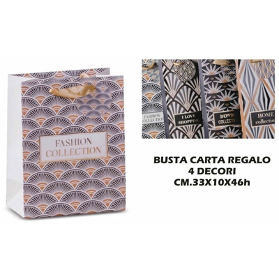 BUSTA REGALO CARTA CM.33X10X46h 4 DECORI - BIGHOUSE IT
