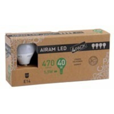 Lampada Led Sfera E14 W 5,5 2700°K Cf.pz.4 Airam