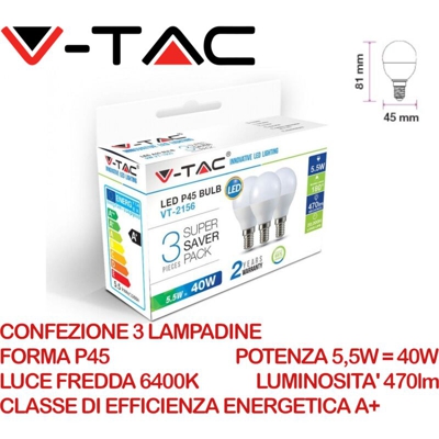 lampada led filamento e27 goccia a60 satinata 5.5w luce calda tipo 7178 - V-TAC