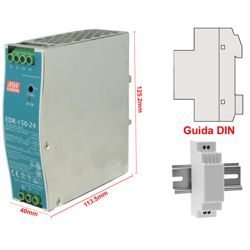 EDR-150-24 Trasformatore Rotaia Industriale 24V 156W 6,5A Barra Guida DIN Rail Power Supply Universale - Meanwell precio