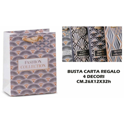 BUSTA REGALO CARTA CM.26X12X32h 4 DECORI - BIGHOUSE IT en oferta