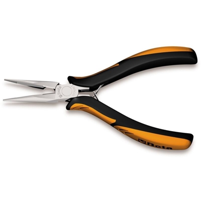 Pinza Per Elettronica A Becchi Mezzotondi Lunghi Zigrinati Impugnatura Bimateriale - BETA