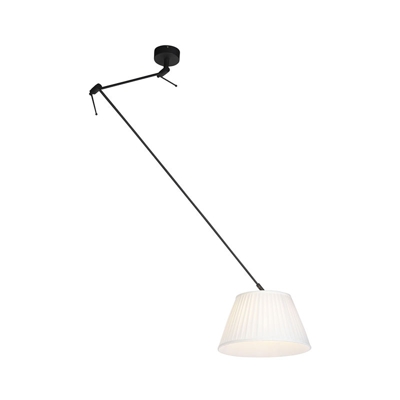 Lampada a sospensione con paralume blitz - Classico - Tessuto,Acciaio - Nero/Crema/Bianco - Cilindro/Oblungo/Tondo Max. 1 x Watt - Qazqa