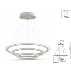 Lampadario LED a Sospensione in Metallo 70W con 3 Anelli Colore Bianco 3000K Dimmerabile - V-tac precio