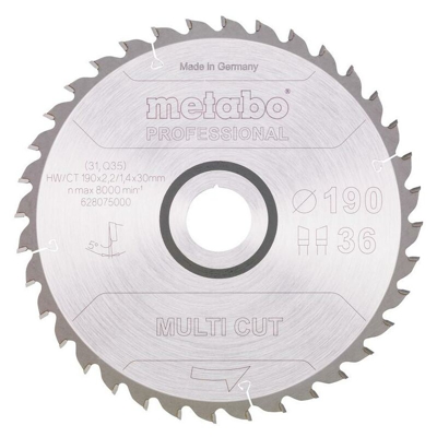 Lama per seghe circolari HW/CT 190x30, 36 DA 5° - 628075000 - Metabo