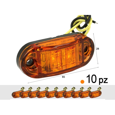 10 Pezzi Fanali Laterali Led 24V 12V Aracione Per Luci Ingombro Cortesia Targa Cupola Cappa Camion Rimorchio Caravan Furgone - CARALL