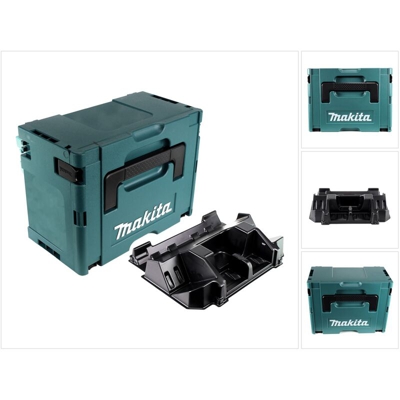Makita Valigetta MAKPAC 3 + 1x inserto per Caricabatterie Makita DC 18 RD + batterie