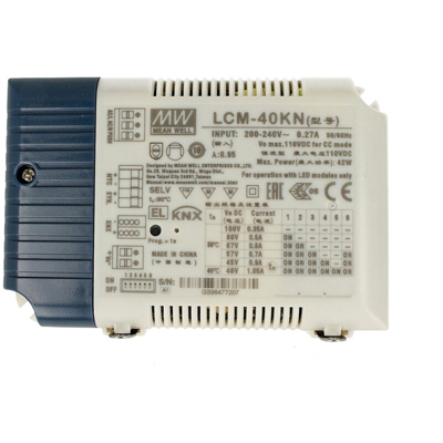 MeanWell LCM-40KN Led Driver CC 40W Dimmerabile KNX Konnex e Pulsante NO Corrente Costante Selezionabile 350/500/600/700/900/1050mA