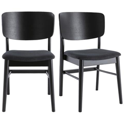 Gruppo Di 2 Sedie In Legno Nero E Tessuto Grigio Scuro Sheldon precio