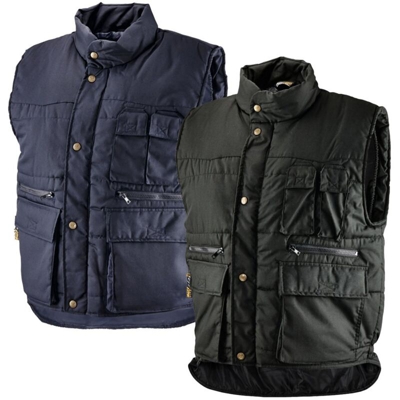 Greenbay - Gilet da lavoro imbottito con collo antivento, 65% poliestere - 35% cotone, colore blu, taglia L (Taglia L - Blu)