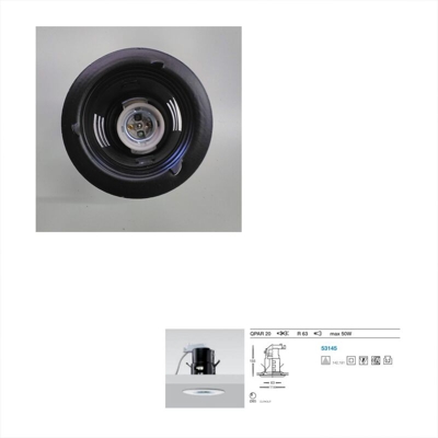 53145 faretto tge 114mm e27 r63 foro 85 mm (senza ghiera finitura) - Targetti