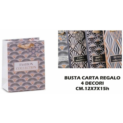 BUSTA REGALO CARTA CM.12X7X15h 4 DECORI - BIGHOUSE IT