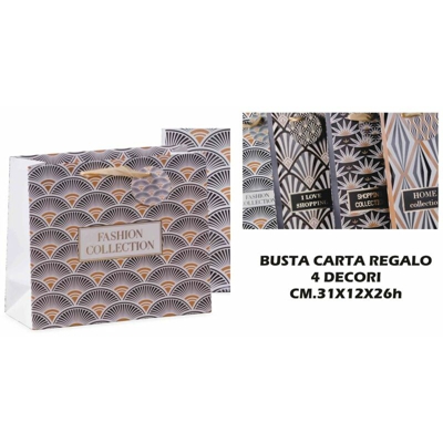 BUSTA REGALO CARTA CM.31X12X26h 4 DECORI - BIGHOUSE IT