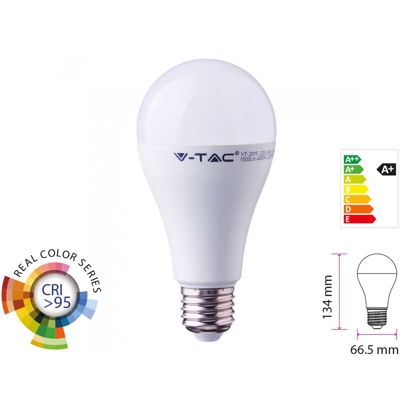 Lampada A Led E27 CRI 95 A65 17W 1521lm Freddo 6400K Alta Resa Cromatica SKU-7487 - V-TAC