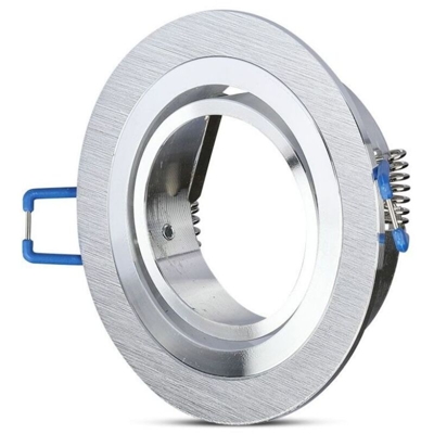 faro incasso soffitto cornice satinato tondo orientabile foro 74mm gu10 /g5.3 - V-TAC