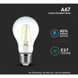 lampada led filamento e27 goccia a60 trasparente 8w luce calda tipo 4407 - V-TAC precio