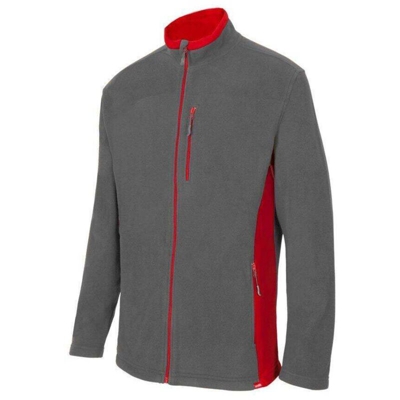 Maglione pile Velilla grigio rosso giacca multitasche chiusura zip S
