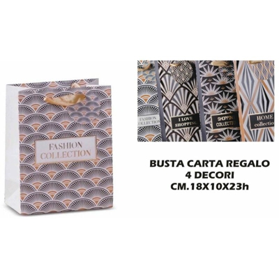 BUSTA REGALO CARTA CM.18X10X23h 4 DECORI - BIGHOUSE IT