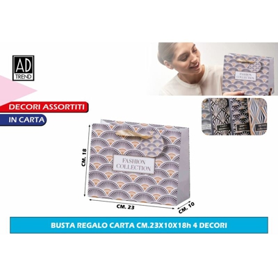 BUSTA REGALO CARTA CM.23X10X18h 4 DECORI - BIGHOUSE IT
