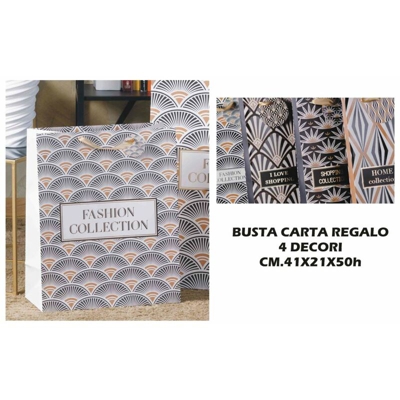 BUSTA REGALO CARTA CM.41X21X50h 4 DECORI - BIGHOUSE IT