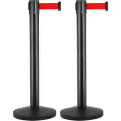 PrimeMatik - Palo separatore 2 pezzi nero con 5 m di nastro estensibile 350 x 76 x 910 mm características