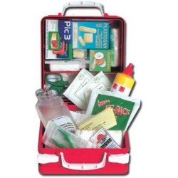 Cassetta pronto soccorso, contenuto maggiorato, Mis. 225 L x 123 L x 240 H mm, D.M. 388 e D.L. 81, Allegato 2, fino a 2 lavoratori (Contenuto precio