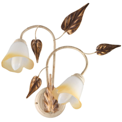 ONLI - Applique in metallo avorio spennellato oro e foglie color bronzo. 2 luci características